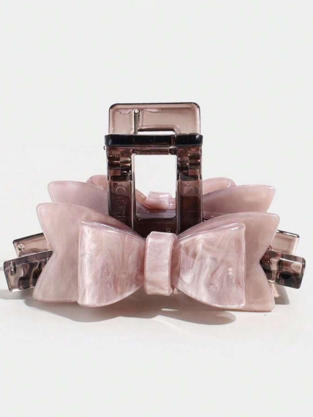 Marble Pink Bow Hair Claw Clip